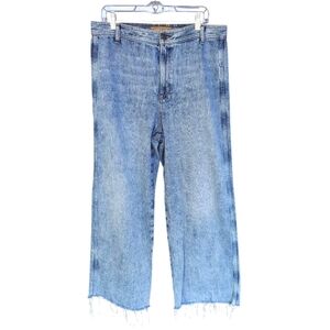 Like New Point Sur Wide Leg High Rise Denim With Distressed Raw Hem